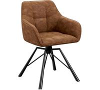 Chaise pivotante en similicuir marron clair - WOLTU - Assise Rembourrée - Pieds en métal