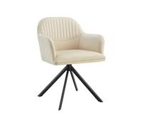 Chaise pivotante en velours rembourrée crème/noir