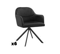 Chaise - TECTAKE - Lot de 6 fauteuils LONA pivotants avec rembourrage épais aspect velours, 56 x 59 x 81 cm - Noir/Noir