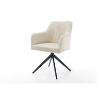 Chaise-pivotante Greg-Flex côtelé beige pied croisé large noir pivotement sur 360° fonction bascule ressorts ensachés