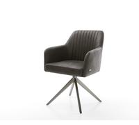 Chaise-pivotante Greg-Flex microvelours anthracite vintage pied croisé large grafiete pivotement sur 360° fonction bascule ressorts ensachés