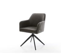 Chaise-pivotante Greg-Flex microvelours anthracite vintage pied croisé large noir pivotement sur 360° fonction bascule ressorts ensachés