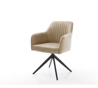 Chaise-pivotante Greg-Flex microvelours beige vintage pied croisé large noir pivotement sur 360° fonction bascule ressorts ensachés