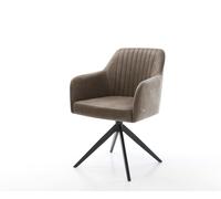 Chaise-pivotante Greg-Flex microvelours taupe vintage pied croisé large noir pivotement sur 360° fonction bascule ressorts ensachés