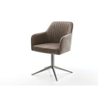 Chaise-pivotante Greg-Flex microvelours taupe vintage pied de chaise 4 branches grafiete pivotement sur 360° fonction bascule ressorts ensachés