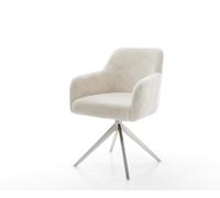 Chaise-pivotante Greg-Flex peluche crème-blanc pied croisé large acier inoxydable pivotement sur 360° fonction bascule resorts ensachés