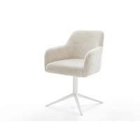 Chaise-pivotante Greg-Flex peluche crème-blanc pied de chaise 4 branches blanc pivotement sur 360° fonction bascule resorts ensachés