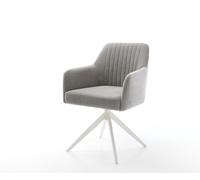 Chaise-pivotante Greg-Flex tissu structuré doux gris pied croisé large blanc pivotement sur 360° fonction bascule resorts ensachés