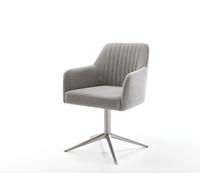 Chaise-pivotante Greg-Flex tissu structuré doux gris pied de chaise 4 branches acier inoxydable pivotement sur 360° fonction bascule resorts ensachés