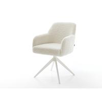Chaise-pivotante Greg-Flex tissu teddy beige pied croisé large blanc pivotement sur 360° fonction bascule resorts ensachés