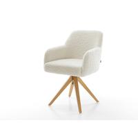 Chaise-pivotante Greg-Flex tissu teddy beige pied en bois angulaire naturel pivotement sur 180° ressorts ensachés