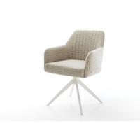 Chaise-pivotante Greg-Flex tissu tissé doux beige pied croisé large blanc pivotement sur 360° fonction bascule resorts ensachés