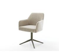 Chaise-pivotante Greg-Flex tissu tissé doux beige pied de chaise 4 branches aspect titane pivotement sur 360° fonction bascule resorts ensachés