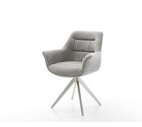 Chaise-pivotante Kaira-Flex tissu structuré doux gris pied croisé angulaire acier inoxydable pivotement sur 180°