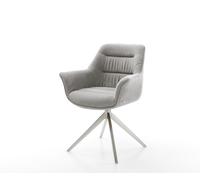 Chaise-pivotante Kaira-Flex tissu structuré doux gris pied croisé large acier inoxydable pivotement sur 360° fonction bascule