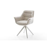 Chaise-pivotante Kaira-Flex tissu tissé doux beige pied croisé angulaire acier inoxydable pivotement sur 180°