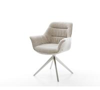 Chaise-pivotante Kaira-Flex tissu tissé doux beige pied croisé large acier inoxydable pivotement sur 360° fonction bascule