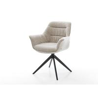 Chaise-pivotante Kaira-Flex tissu tissé doux beige pied croisé large noir pivotement sur 360° fonction bascule