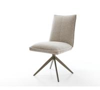 Chaise-pivotante Lelio-Flex tissu tissé doux beige pied croisé large aspect titane pivotement sur 360° fonction bascule resorts ensachés
