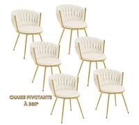 Chaise Pivotante Lot de 6 - WOLTU Chaise Salle à Manger en Velours - Pieds en Métal - Beige W0ATT0960-6
