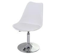 Chaise pivotante Malmö T501, chaise de cuisine, réglable en hauteur, similicuir blanc, socle chromé