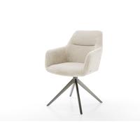 Chaise-pivotante Pejo-Flex côtelé beige pied croisé large grafiete pivotement sur 360° fonction bascule ressorts ensachés