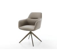 Chaise-pivotante Pejo-Flex cuir de vache couleur boue pied croisé large aspect titane pivotement sur 360° fonction bascule ressorts ensachés