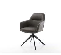 Chaise-pivotante Pejo-Flex microvelours anthracite vintage pied croisé large noir pivotement sur 360° fonction bascule ressorts ensachés