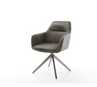 Chaise-pivotante Pejo-Flex microvelours gris antique pied croisé large grafiete pivotement sur 360° fonction bascule ressorts ensachés