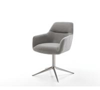 Chaise-pivotante Pejo-Flex tissu structuré doux gris pied de chaise 4 branches acier inoxydable pivotement sur 360° fonction bascule resorts ensachés