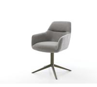 Chaise-pivotante Pejo-Flex tissu structuré doux gris pied de chaise 4 branches aspect titane pivotement sur 360° fonction bascule resorts ensachés