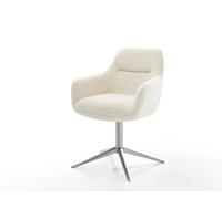 Chaise-pivotante Pejo-Flex tissu teddy beige pied de chaise 4 branches acier inoxydable pivotement sur 360° fonction bascule resorts ensachés