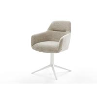 Chaise-pivotante Pejo-Flex tissu tissé doux beige pied de chaise 4 branches blanc pivotement sur 360° fonction bascule resorts ensachés