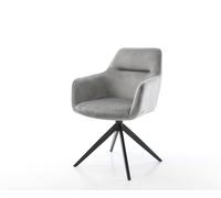 Chaise-pivotante Pejo-Flex velours gris pied croisé large noir pivotement sur 360° fonction bascule ressorts ensachés