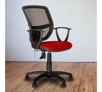 Chaise pivotante, réglable, chaise de bureau, roulettes, maille de chaise de bureau, réglable, accoudoirs annulaires, réglable en hauteur, rouge
