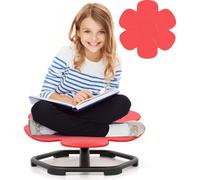 Chaise pivotante sensorielle pour enfants COSTWAY, Chaise pivotante pour enfants 360° avec base métallique antidérapante, Chaise pour enfants Indoor pour jeunes enfants 3+ Rouge