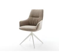 Chaise-pivotante Zelia-Flex avec accoudoirs bou oue pied croisé large blanc pivotement sur 360° fonction bascule ressorts ensachés