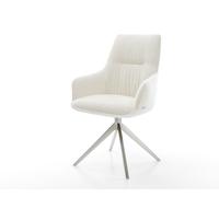 Chaise-pivotante Zelia-Flex avec accoudoirs bou oux beige pied croisé large acier inoxydable pivotement sur 360° fonction bascule resorts ensachés