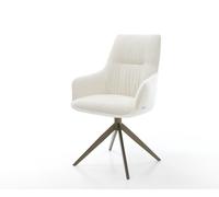 Chaise-pivotante Zelia-Flex avec accoudoirs bou oux beige pied croisé large aspect titane pivotement sur 360° fonction bascule resorts ensachés