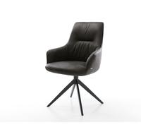 Chaise-pivotante Zelia-Flex avec accoudoirs microfibre antracite vintage pied croisé large noir pivotement sur 360° fonction bascule ressorts ensachés
