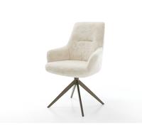 Chaise-pivotante Zelia-Flex avec accoudoirs peluche crème-blanc pied croisé large aspect titane pivotement sur 360° fonction bascule resorts ensachés