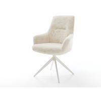 Chaise-pivotante Zelia-Flex avec accoudoirs peluche crème-blanc pied croisé large blanc pivotement sur 360° fonction bascule resorts ensachés