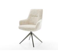 Chaise-pivotante Zelia-Flex avec accoudoirs peluche crème-blanc pied croisé large grafiete pivotement sur 360° fonction bascule resorts ensachés
