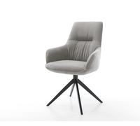Chaise-pivotante Zelia-Flex avec accoudoirs tissu structuré doux gris pied croisé large noir pivotement sur 360° fonction bascule resorts ensachés