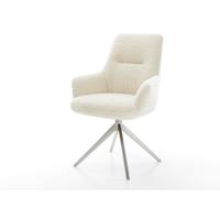 Chaise-pivotante Zelia-Flex avec accoudoirs tissu teddy beige pied croisé large acier inoxydable pivotement sur 360° fonction bascule resorts ensachés