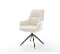 Chaise-pivotante Zelia-Flex avec accoudoirs tissu teddy beige pied croisé large aspect titane pivotement sur 360° fonction bascule resorts ensachés