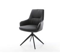 Chaise-pivotante Zelia-Flex cuir de vache noir pied croisé large noir pivotement sur 360° fonction bascule ressorts ensachés