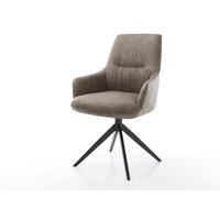Chaise-pivotante Zelia-Flex microvelours taupe vintage pied croisé large noir pivotement sur 360° fonction bascule ressorts ensachés