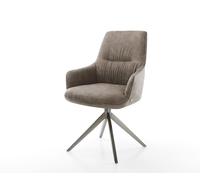 Chaise-pivotante Zelia-Flex mit Armlehnen microvelours taupe vintage pied croisé large grafiete pivotement sur 360° fonction bascule ressorts ensachés