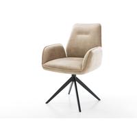Chaise-pivotante Zoa-Flex microvelours beige vintage pied croisé large noir pivotement sur 360° fonction bascule ressorts ensachés
